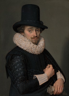 Zelfportret van Adriaen van  de Venne rond 1616. Opmerkelijk sjiek voor een schilder en met een even opmerkelijke arrogante blik. Daarentegen is het werkje piepklein: 13,3 x 18,2 cm.